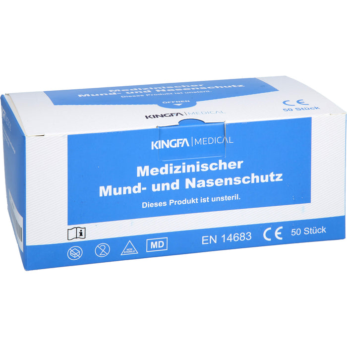 FRANK Mundschutz mit Gummiband und Nasenbügel blau, 50 pc Protège-dents