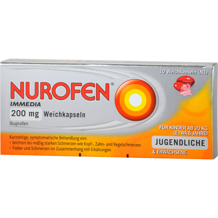 Nurofen Immedia Weichkapseln bei Regelschmerzen ab 6 Jahren 200mg, 10 pc Capsules