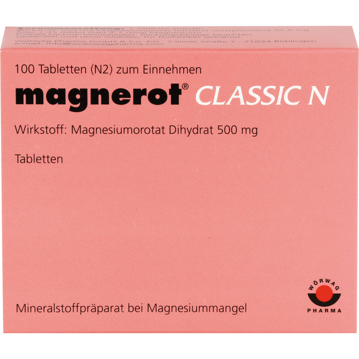 magnerot Classic N Tabletten bei Magnesiummangel, 100 pcs. Tablets