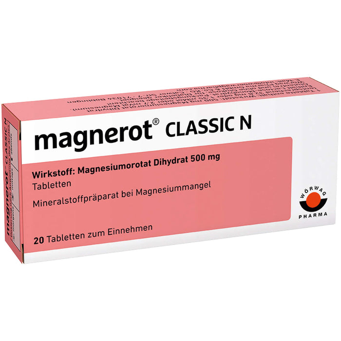 magnerot Classic N Tabletten bei Magnesiummangel, 20 pcs. Tablets