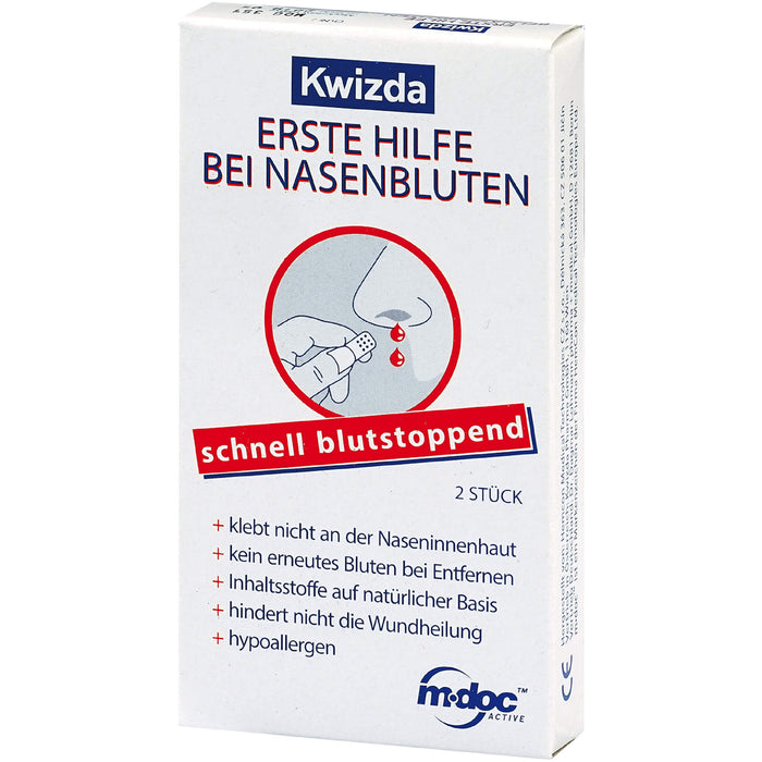 Kwizda Erste Hilfe bei Nasenbluten Nasenstöpsel, 2 pcs. Tamponades