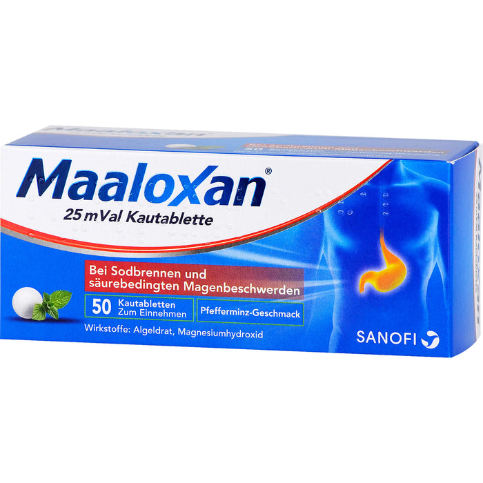 Maalox 25 mVal Kautabletten Reimport Kohlpharma säurebindendes Magenmittel, 50 pc Tablettes