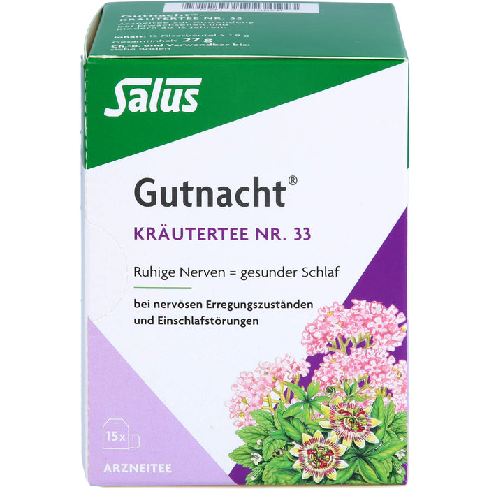 Salus Gutnacht-Kräutertee Nr. 33 ruhige Nerven = gesunder Schlaf, 15 pcs. Filter bag