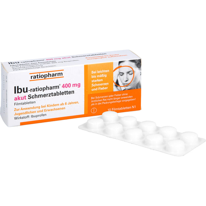 IBU-ratiopharm akut 400 mg akut Schmerztabletten, 10 St. Tabletten