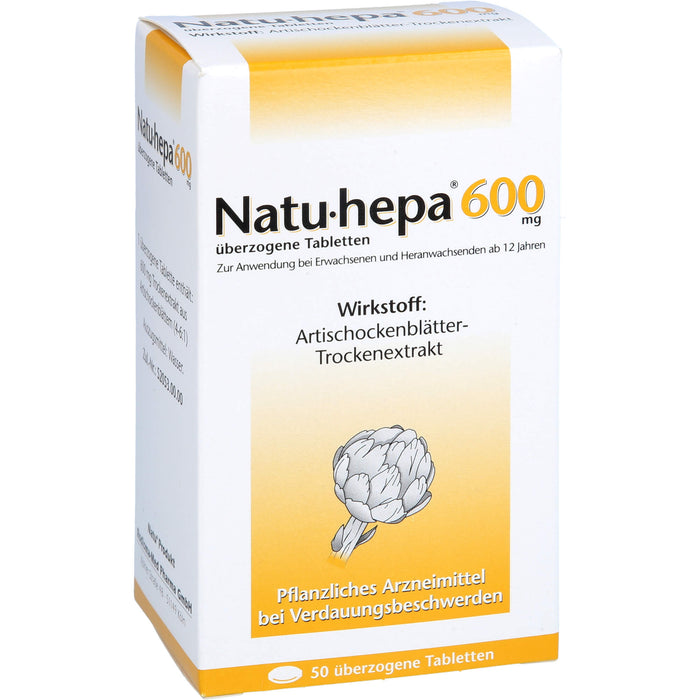 Natu-hepa 600 mg Tabletten bei Verdauungsbeschwerden, 50 pcs. Tablets