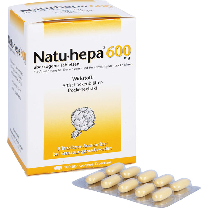 Natu-hepa 600 mg Tabletten bei Verdauungsbeschwerden, 100 pc Tablettes