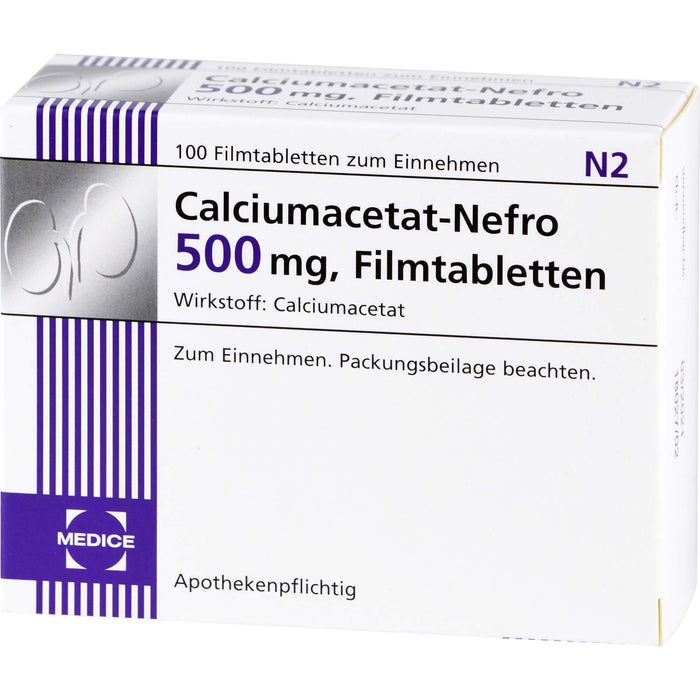 Calciumacetat-Nefro 500 mg, Filmtabletten, 100 pc Tablettes