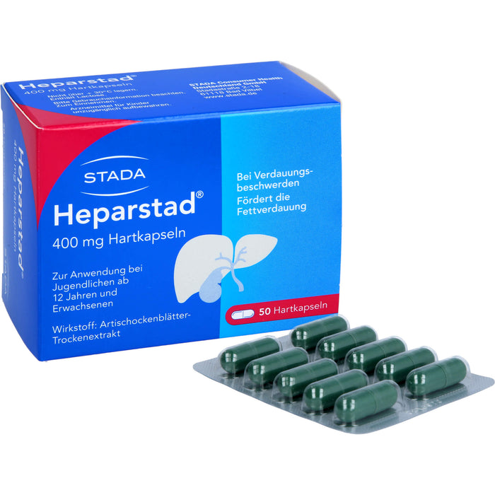 STADA Heparstad 400 mg Hartkapseln bei Verdauungsbeschwerden, fördert die Fettverdauung, 50 St. Kapseln