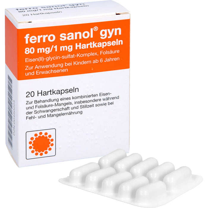 ferro sanol gyn Kapseln bei Eisen- und Folsäuremangel, 20 pcs. Capsules