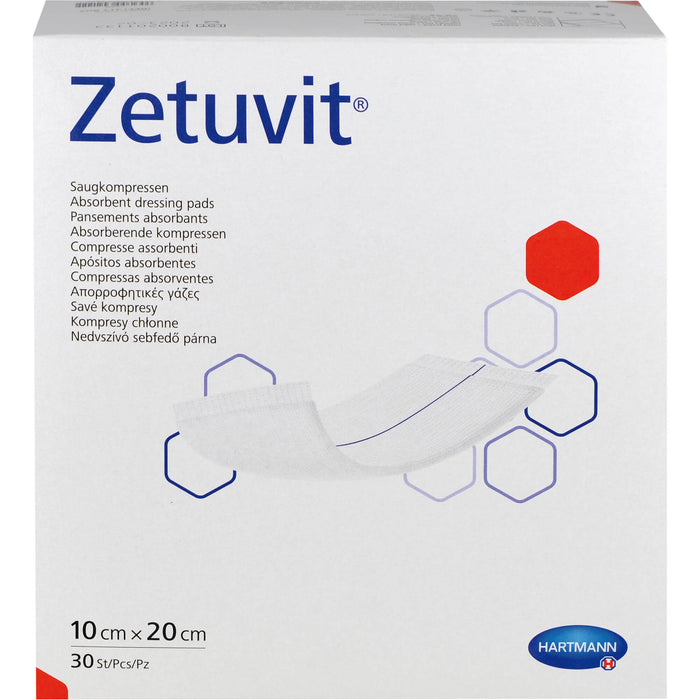 ZETUVIT Saugkompresse unsteril 10x20cm CPC, 30 St KOM