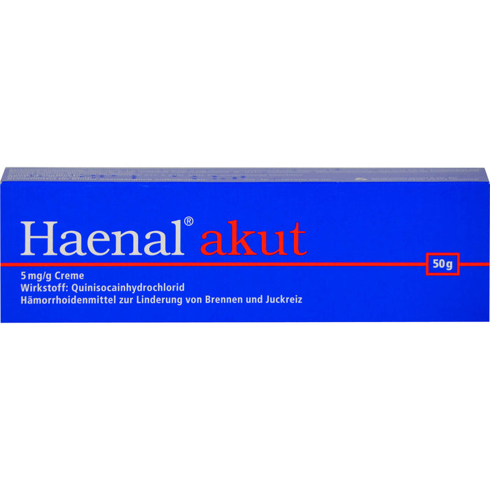 Haenal akut Creme Hämorrhoidenmittel  zur Linderung von Brennen und Juckreiz, 50 g Crème