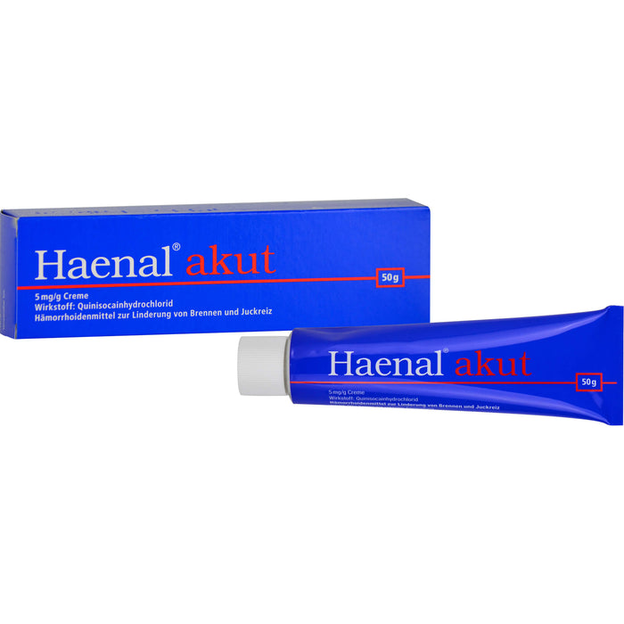 Haenal akut Creme Hämorrhoidenmittel  zur Linderung von Brennen und Juckreiz, 50 g Crème