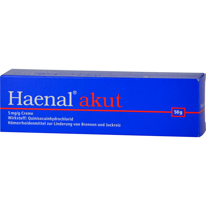 Haenal akut Creme Hämorrhoidenmittel  zur Linderung von Brennen und Juckreiz, 50 g Crème