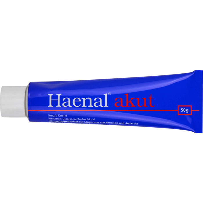 Haenal akut Creme Hämorrhoidenmittel  zur Linderung von Brennen und Juckreiz, 50 g Crème