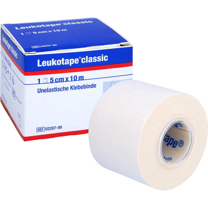 Leukotape classic 5 cm x 10 m weiß unelastische Klebebinde, 1 pc Bandage