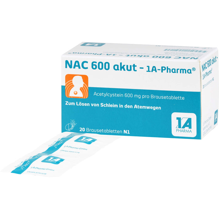 NAC 600 akut - 1A-Pharma Brausetabletten zum Lösen von Schleim, 20 pcs. Tablets