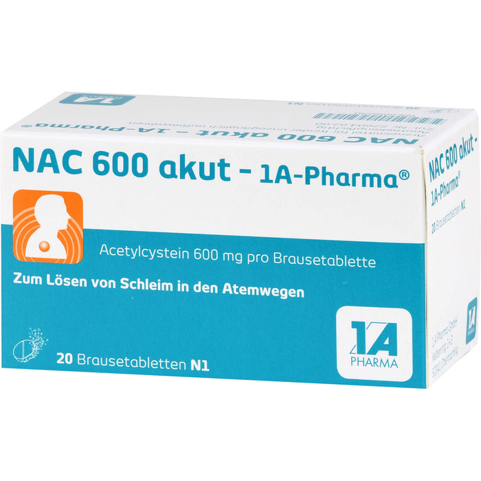 NAC 600 akut - 1A-Pharma Brausetabletten zum Lösen von Schleim, 20 pc Tablettes