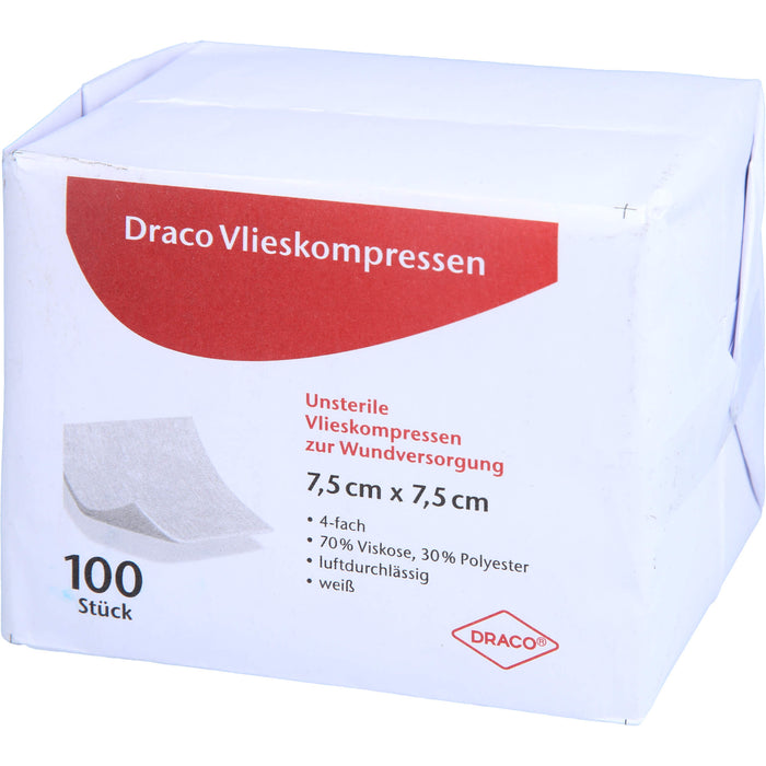 DRACO Vliesstoffkompressen 7,5 x 7,5 cm unsteril, 100 pc Compresses