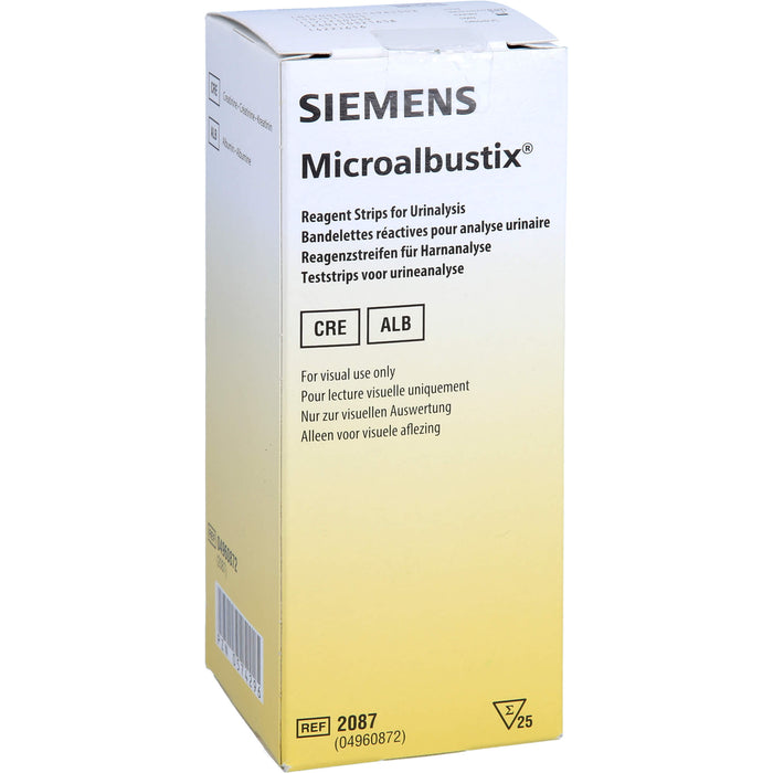 MICROALBUSTIX Harnteststreifen zur Erkennung von Mikroalbuminurie, 25 pc Bandelettes réactives