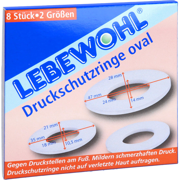 LEBEWOHL Druckschutzringe oval, 8 pc Pansement