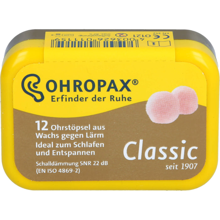 OHROPAX Classic Ohrstöpsel aus Wachs, 12 pcs. Earplugs