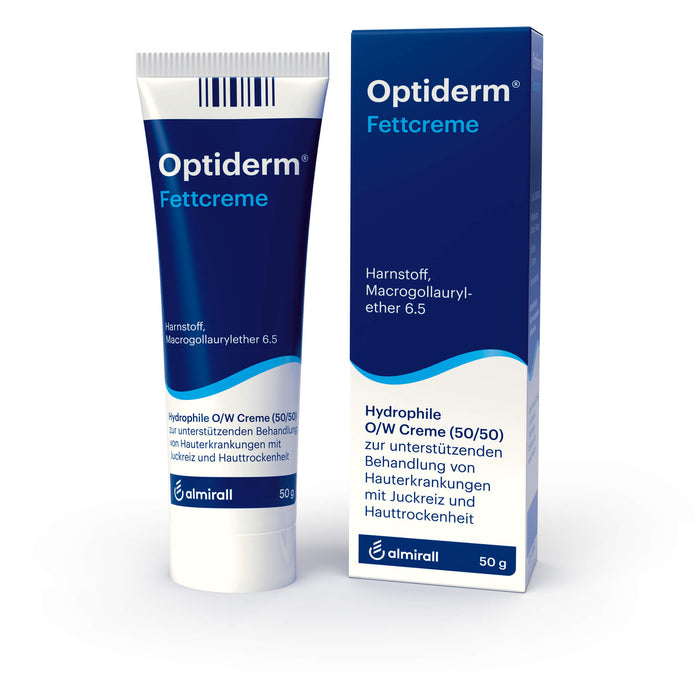 Optiderm Fettcreme bei Hauterkrankungen mit Juckreiz und Hauttrockenheit, 50 g Creme