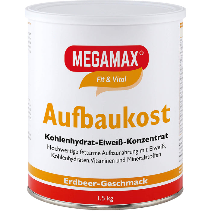 MEGAMAX Fit & Vital Aufbaukost Kohlenhydrat-Eiweiß-Konzentrat Erdbeer-Geschmack, 1500 g Poudre