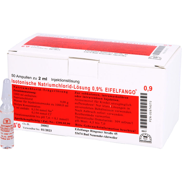 Isotonische Natriumchlorid-Lösung 0,9 % EIFELFANGO, 50 pc Ampoules