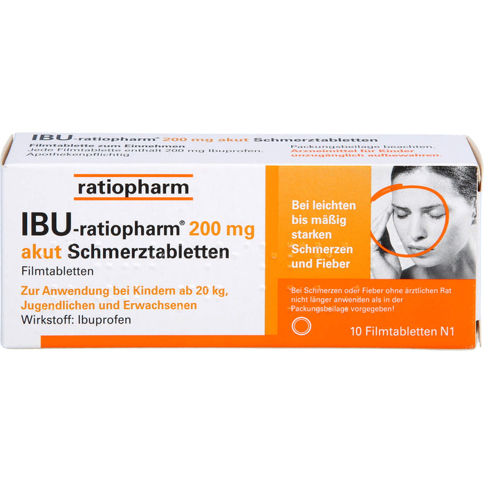 IBU-ratiopharm 200 mg akut Schmerztabletten Filmtabletten, 10 pcs. Tablets