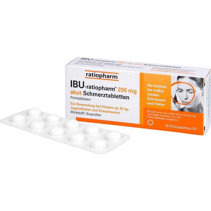 IBU-ratiopharm 200 mg akut Schmerztabletten Filmtabletten, 10 pc Tablettes