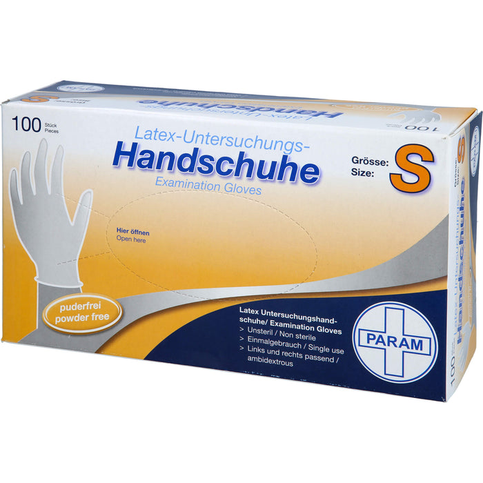 PARAM Latex-Untersuchungs-Handschuhe puderfrei Größe S, 100 St. Handschuhe