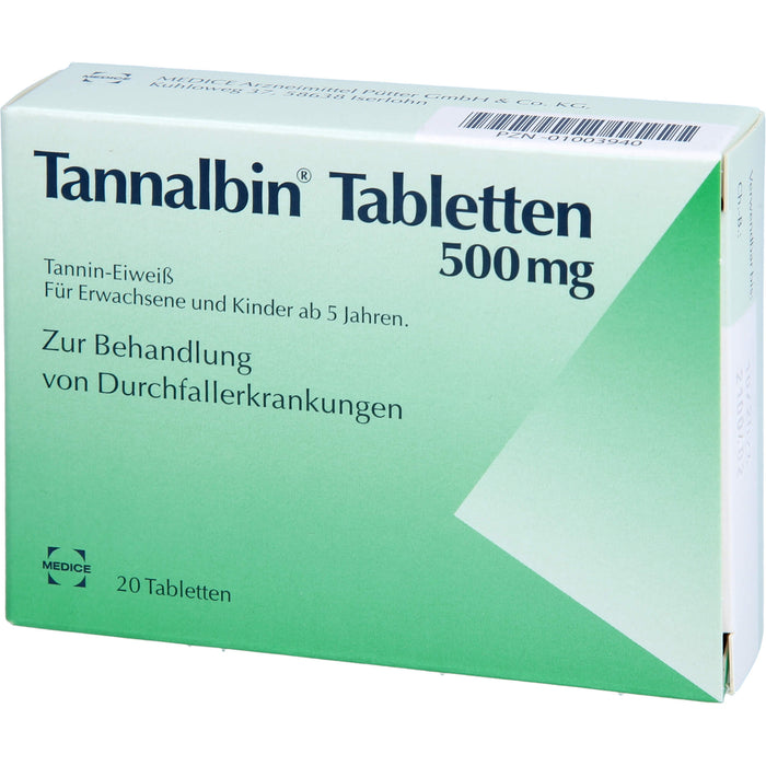 Tannalbin Tabletten 500 mg bei Durchfallerkrankungen, 20 pcs. Tablets