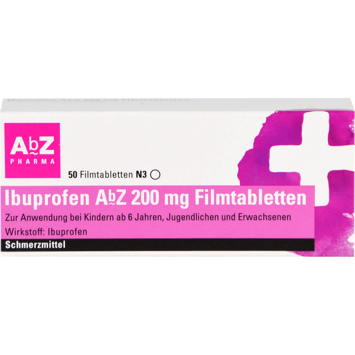 Ibuprofen AbZ 200 mg Filmtabletten Schmerzmittel, 50 pcs. Tablets