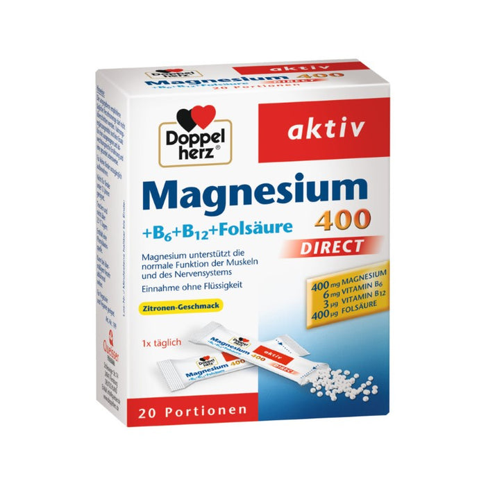 Doppelherz Magnesium + B Vitamine direct Beutel, 20 pc Sachets