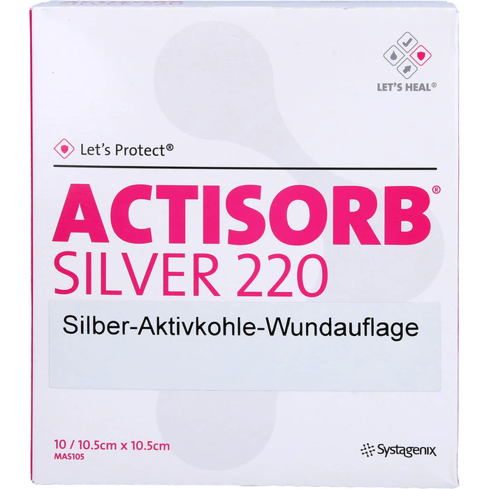 ACTISORB 220 Silver 9,5 x 6,5 cm sterile Silber-Aktivkohle-Wundauflage, 10 pc Compresses