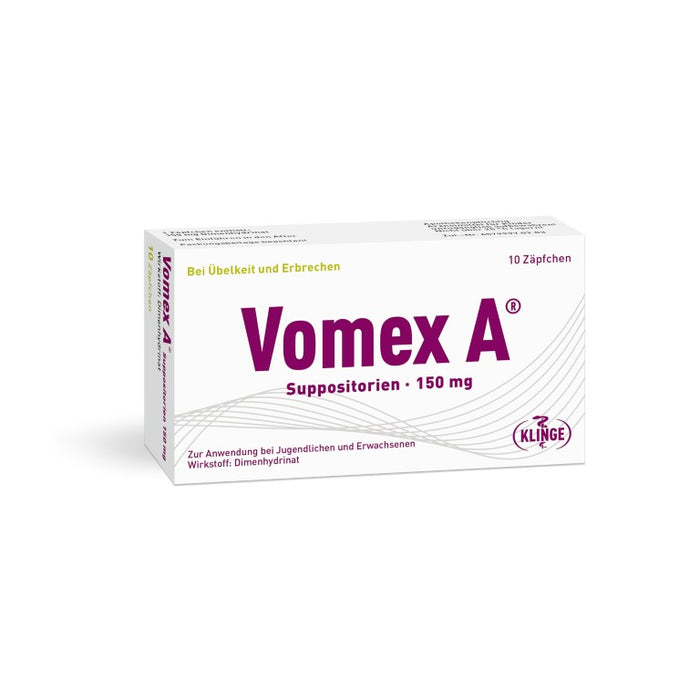 Vomex A Suppositorien 150 mg, 10 St. Zäpfchen