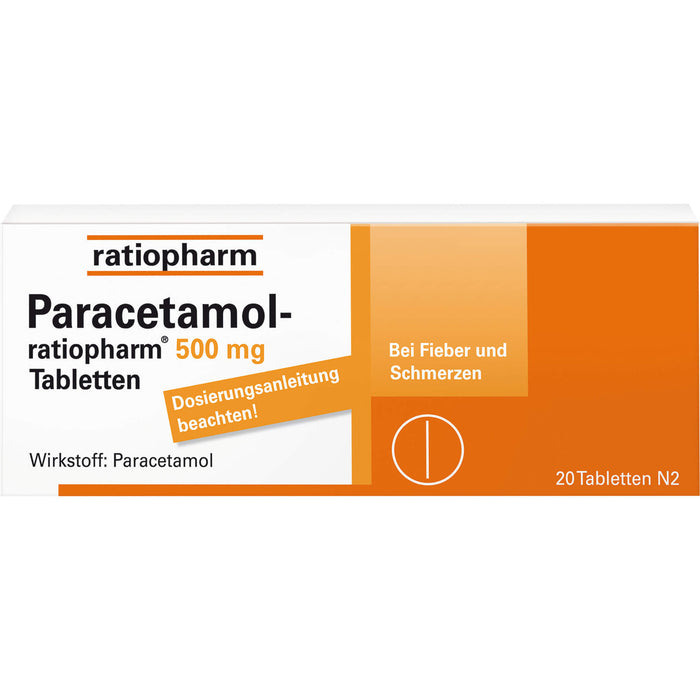 Paracetamol-ratiopharm 500 mg Tabletten, 20 pcs. Tablets