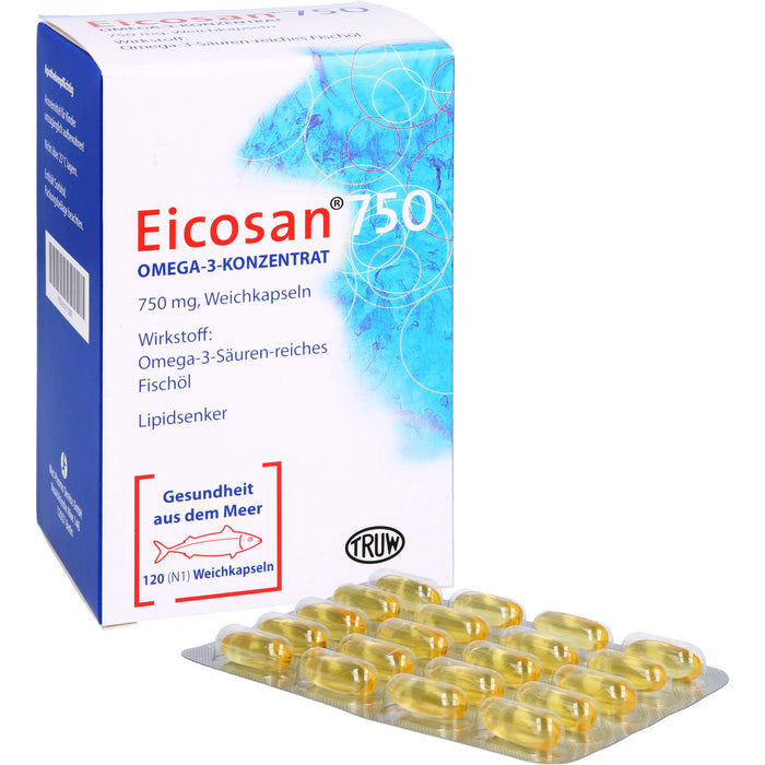 Eicosan 750 Omega-3-Konzentrat Weichkapseln Lipidsenker, 120 pcs. Capsules