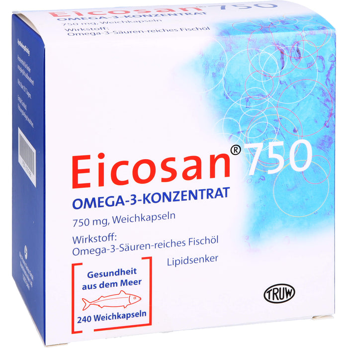 Eicosan 750 Omega-3-Konzentrat Weichkapseln Lipidsenker, 240 pcs. Capsules