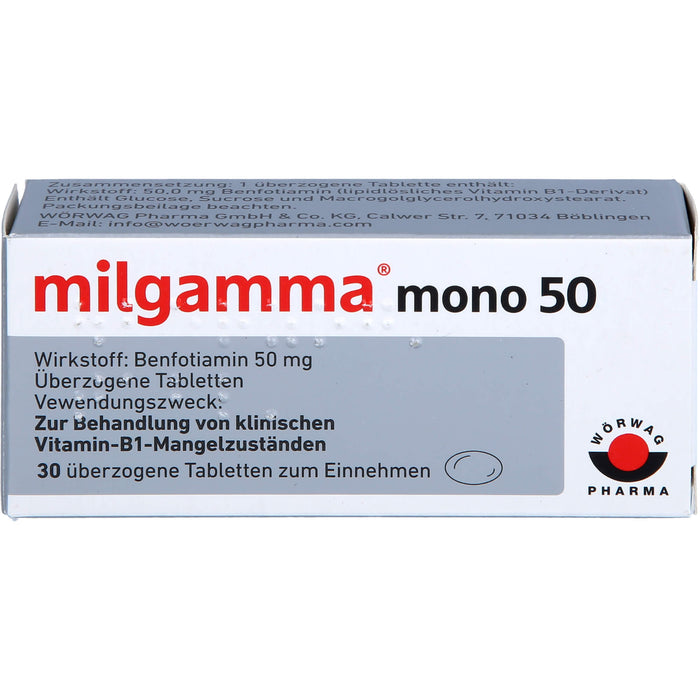 milgamma mono 50 Tabletten bei Vitamin-B1-Mangelzuständen, 30 pcs. Tablets