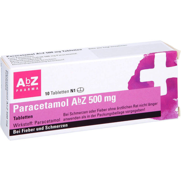 Paracetamol AbZ 500 mg Tabletten bei Fieber und Schmerzen, 10 pcs. Tablets