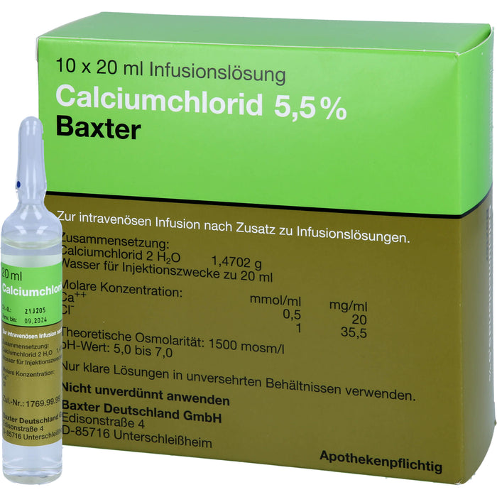 Calciumchlorid 5,5 % Baxter, Infusionslösung, 10X20 ml AMP