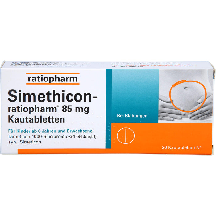 Simethicon-ratiopharm 85 mg Kautabletten, 20 pc Tablettes