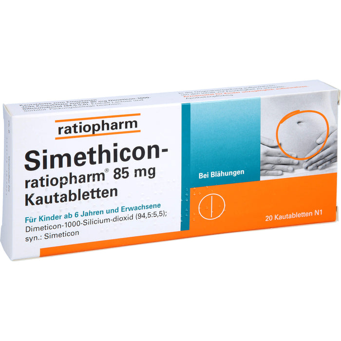 Simethicon-ratiopharm 85 mg Kautabletten, 20 St. Tabletten