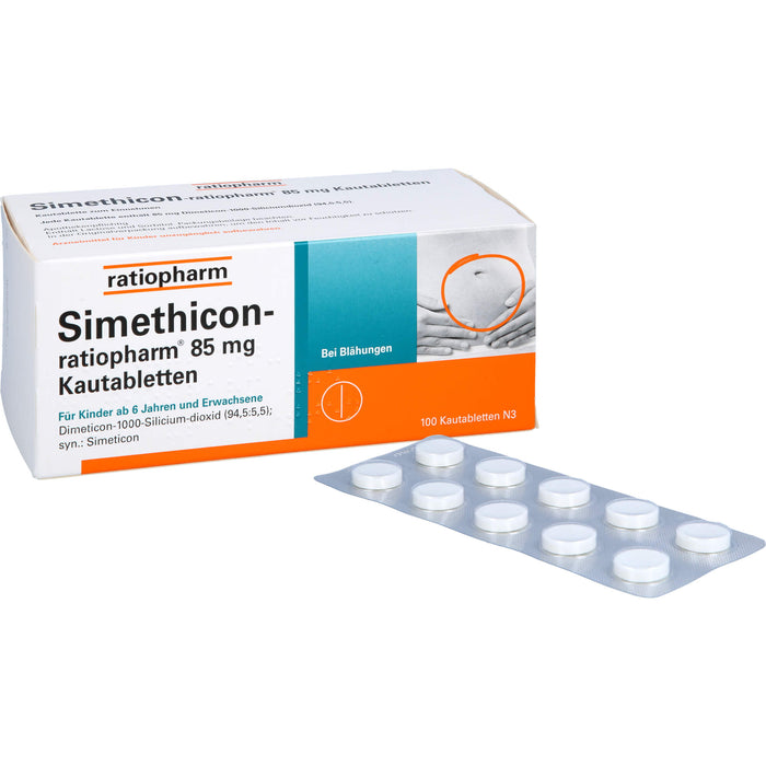 Simethicon-ratiopharm 85 mg Kautabletten bei Blähungen, 100 pc Tablettes