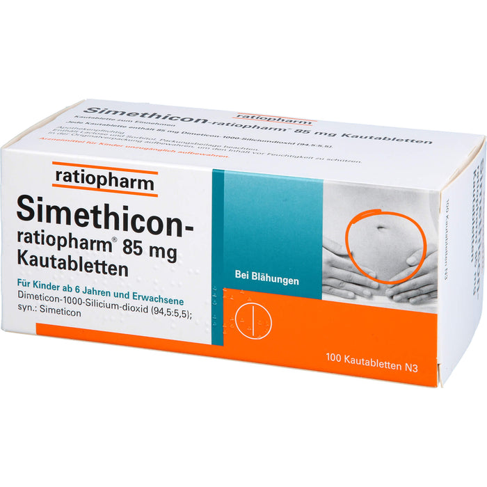 Simethicon-ratiopharm 85 mg Kautabletten bei Blähungen, 100 pcs. Tablets