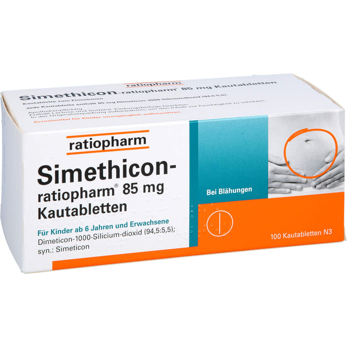 Simethicon-ratiopharm 85 mg Kautabletten bei Blähungen, 100 pcs. Tablets