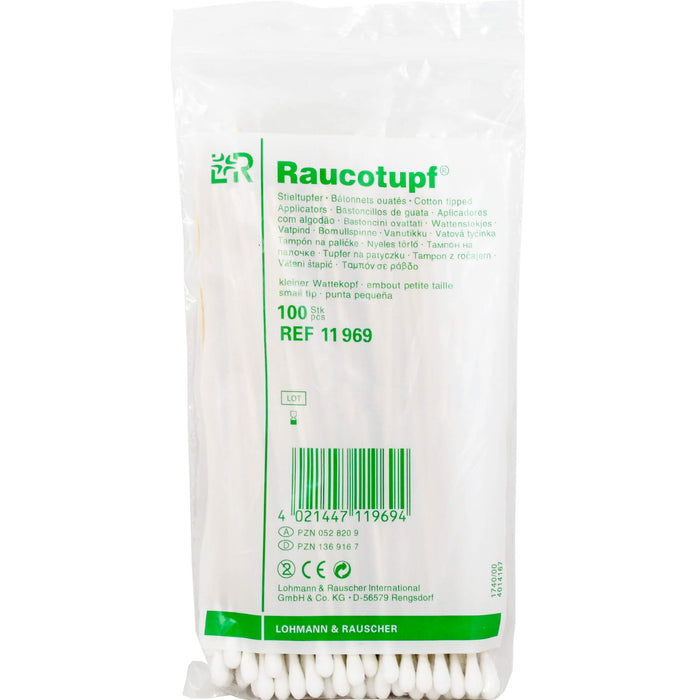 Raucotupf Stieltupfer kleiner Wattekopf, 100 pc Écouvillon