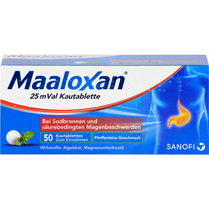 Maaloxan 25 mVal bei Sodbrennen Kautabletten Pfefferminz-Geschmack, 50 St. Tabletten