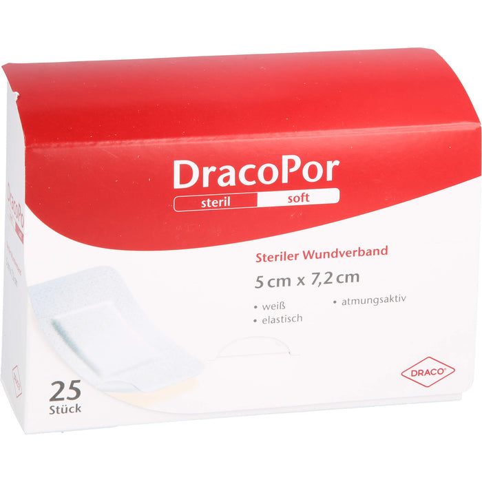 DracoPor soft weiß 7,2 cm x 5 cm steriler Wundverband, 25 pc Pansements